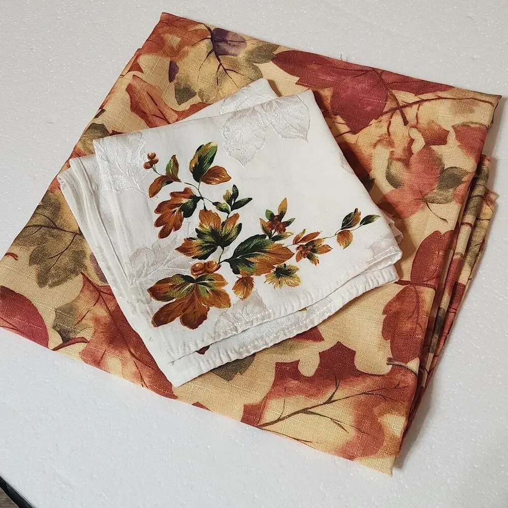 Vintage 1990s Fall Tablecloth Cloth 50x50